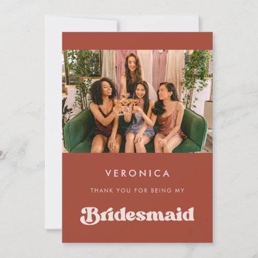 Terracotta Bridesmaid Thank you Photo card 招待状 (正面)