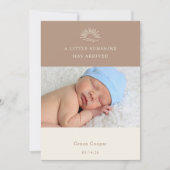 Terracotta Brown Boho Photo Baby Announcement Card 招待状 (正面)