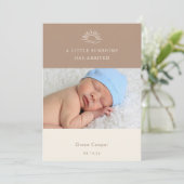 Terracotta Brown Boho Photo Baby Announcement Card 招待状 (スタンド正面)
