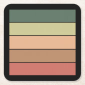 Terracotta Brown Green Black On Watercolor Paper スクエアペーパーコースター (正面)