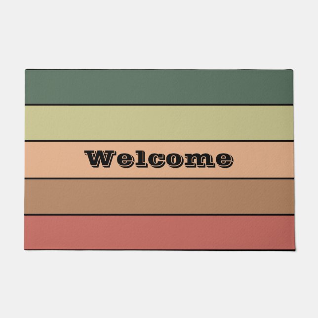 Terracotta Brown Green Black On Watercolor Paper ドアマット (正面)