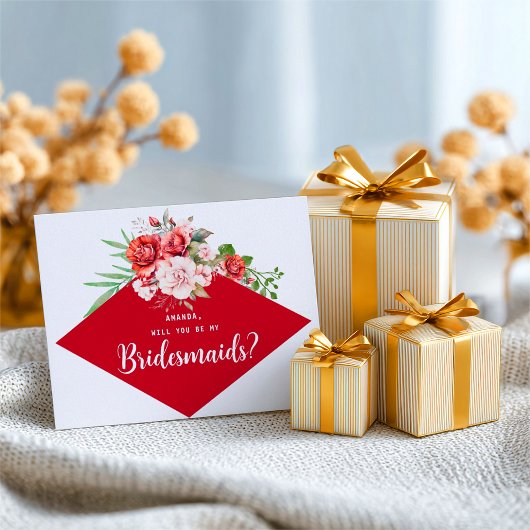 Terracotta Burgundy Blush Floral Bridesmaid ポストカード