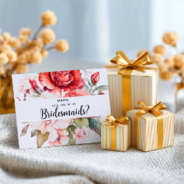 Terracotta Burgundy Blush Floral Bridesmaid ポストカード