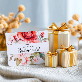 Terracotta Burgundy Blush Floral Bridesmaid ポストカード