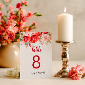 Terracotta Burgundy Blush Floral Table Number