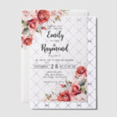 Terracotta Burgundy Blush Floral Vellum Overlay ベラム紙招待状 (オフセット (招待状))