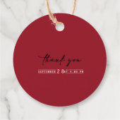 Terracotta Burgundy Blush Floral Wedding  フェイバータグ (裏面)