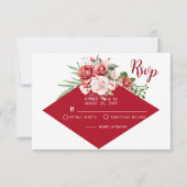 Terracotta Burgundy Blush Floral Wedding 出欠カード (正面)