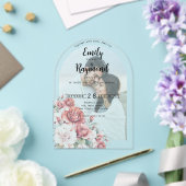 Terracotta Burgundy Blush Floral Wedding Arch アクリル招待状 (インサイチュ (ウェディング))