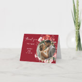 Terracotta Burgundy Blush Floral Wedding Photo サンキューカード (正面)