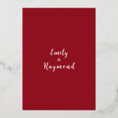 Terracotta Burgundy Blush Floral Wedding Photo 箔招待状 (裏面)