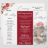 Terracotta Burgundy Blush Floral Wedding  Program (正面/裏面)