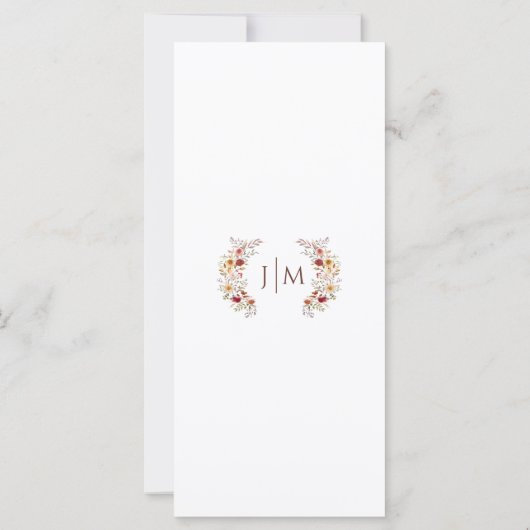 Terracotta Burgundy Floral Wedding Menu Cards (裏面)