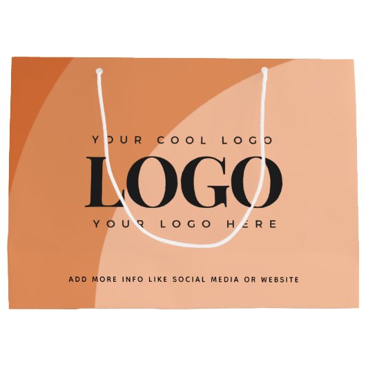 Terracotta Burnt Orangeビジネスロゴの追加 ラージペーパーバッグ (裏面)