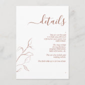 Terracotta Burnt Orange Botanical Wedding Details  エンクロージャーカード (正面)