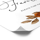 Terracotta Burnt Orange Bridal Shower Favors Sign ポスター (角)