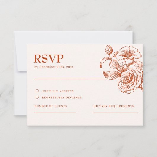 Terracotta burnt orange fall Wedding RSVP Card (正面)