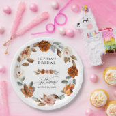 Terracotta Burnt Orange Floral Bridal Shower ペーパープレート (パーティー)