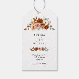 Terracotta Burnt Orange Floral Wedding ギフトタグ