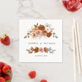 Terracotta Burnt Orange Floral Wedding スタンダードカクテルナプキン (インサイチュ)