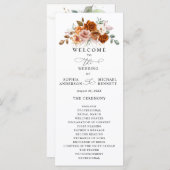 Terracotta Burnt Orange Floral Wedding プログラム (正面/裏面)