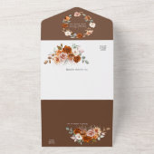 Terracotta Burnt Orange Floral Wedding All-In-One オールインワン招待状 (外側)