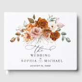 Terracotta Burnt Orange Floral Wedding Guest Book ゲストブック (正面)