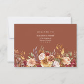 Terracotta Burnt Orange Floral Wedding RSVP Card (裏面)