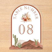 Terracotta Cactus Wedding Acrylic Table Number アクリル招待状 (正面)