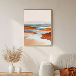 Terracotta Canyon River Abstract Wall Art ポスター
