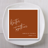 Terracotta Chic:白パーソナライズされた文字結婚の スタンダードカクテルナプキン