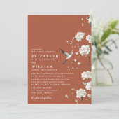 Terracotta Chinoiserie Floral All In One Wedding 招待状 (スタンド正面)
