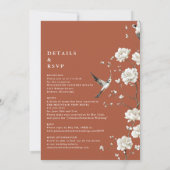 Terracotta Chinoiserie Floral All In One Wedding 招待状 (裏面)