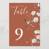 Terracotta Chinoiserie Floral Garden Table Numbers 招待状 (裏面)