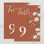 Terracotta Chinoiserie Floral Garden Table Numbers 招待状 (正面/裏面)