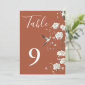 Terracotta Chinoiserie Floral Garden Table Numbers 招待状 (スタンド正面)