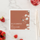Terracotta Chinoiserie Floral Garden Wedding スタンダードカクテルナプキン (インサイチュ)