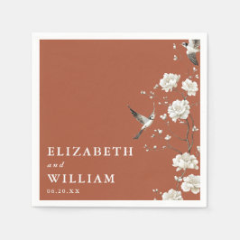 Terracotta Chinoiserie Floral Garden Wedding スタンダードカクテルナプキン