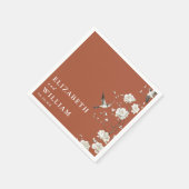 Terracotta Chinoiserie Floral Garden Wedding スタンダードカクテルナプキン (角)