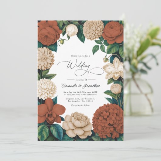 Terracotta Clay, Warm Sand & Oat Milk Wedding 招待状 (スタンド正面)