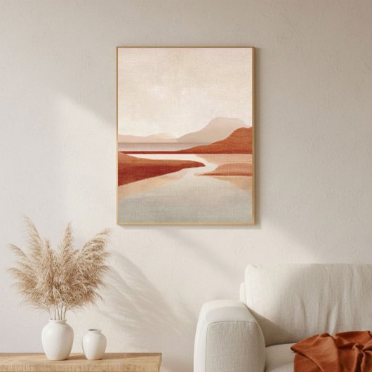 Terracotta Coastal Abstract Art for Neutral Decor ポスター