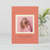 Terracotta Cream Minimal High School Photo Grad 案内状 (スタンド正面)