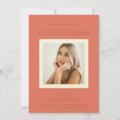 Terracotta Cream Minimal High School Photo Grad 案内状 (裏面)