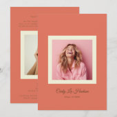 Terracotta Cream Minimal High School Photo Grad 案内状 (正面/裏面)