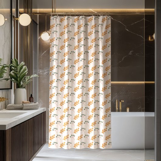 Terracotta Curtain Groovy 70s Flower Design シャワーカーテン