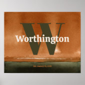 Terracotta Custom Last Name Print Sage Green Art ポスター (正面)