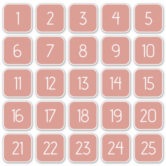 Terracotta Customizable Square Number Stickers  シール (正面)