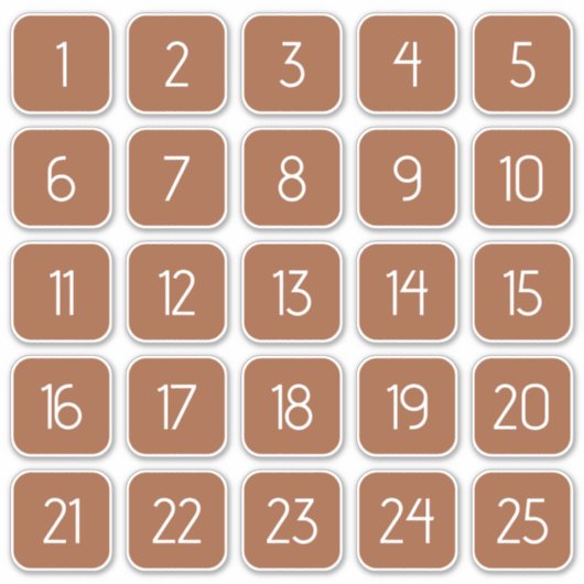 Terracotta Customizable Square Number Stickers  シール (正面)