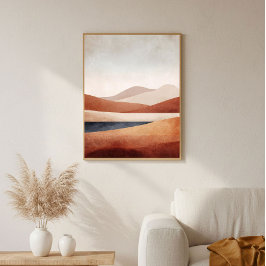 Terracotta Desert Basin Abstract Landscape Decor ポスター