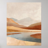 Terracotta Desert Lake Art Neutral for Living Room ポスター (正面)